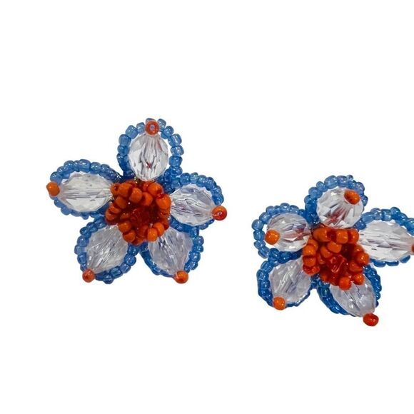 Decorative Flower Shaped Beaded Earrings - Picture 6 of 10